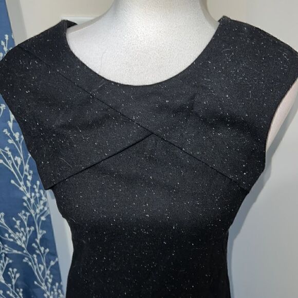 Helmut Lang Wool Blend Black Sheath Dress Silk Lined Cap Sleeve Exposed Zip sz 4 - Picture 2 of 6